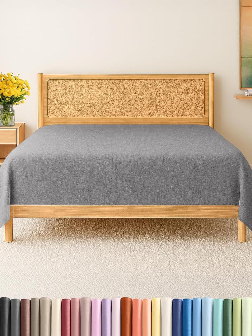 King Size Flat Sheet - Hotel Quality Top Flat Bed Sheet Only - Ultra-Soft, Comfy, Breathable & Cooling - Fade & Wrinkle Free - Easy-Care, Stain & Shrink Resistant Bedding - Oeko-Tex - Heathered Grey