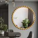 WAMIRRO 36"x36" Large Decorative Gold Mirror,Luxury Living Room Round Ornate Mirorrs for Entryway Firplace Mantel Hallway
