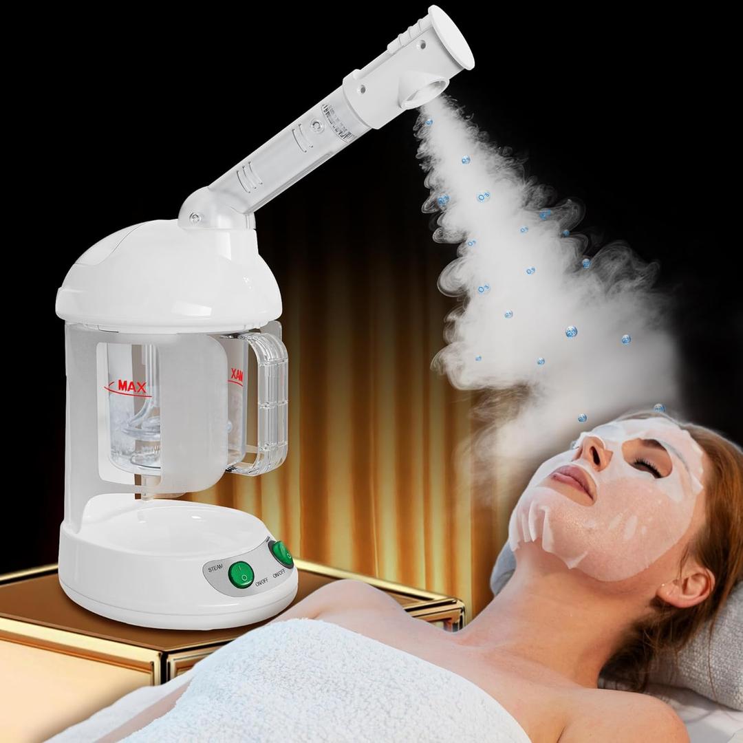 Easy to Clean Facial Steamer, Portable Nano Ionic Face Steamer for Facial Deep Cleaning, with 360 Rotating Arm, 300ML Large Capacity, with Aromatherapy Diffuser, Warm Mist