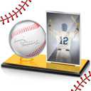 DoubleFill Acrylic Baseball Display Case for Ball and Cards Clear Ball Holder Ring Stand Set Centerpieces Protector Memorabilia Showcase(Golden,Small,Baseball)