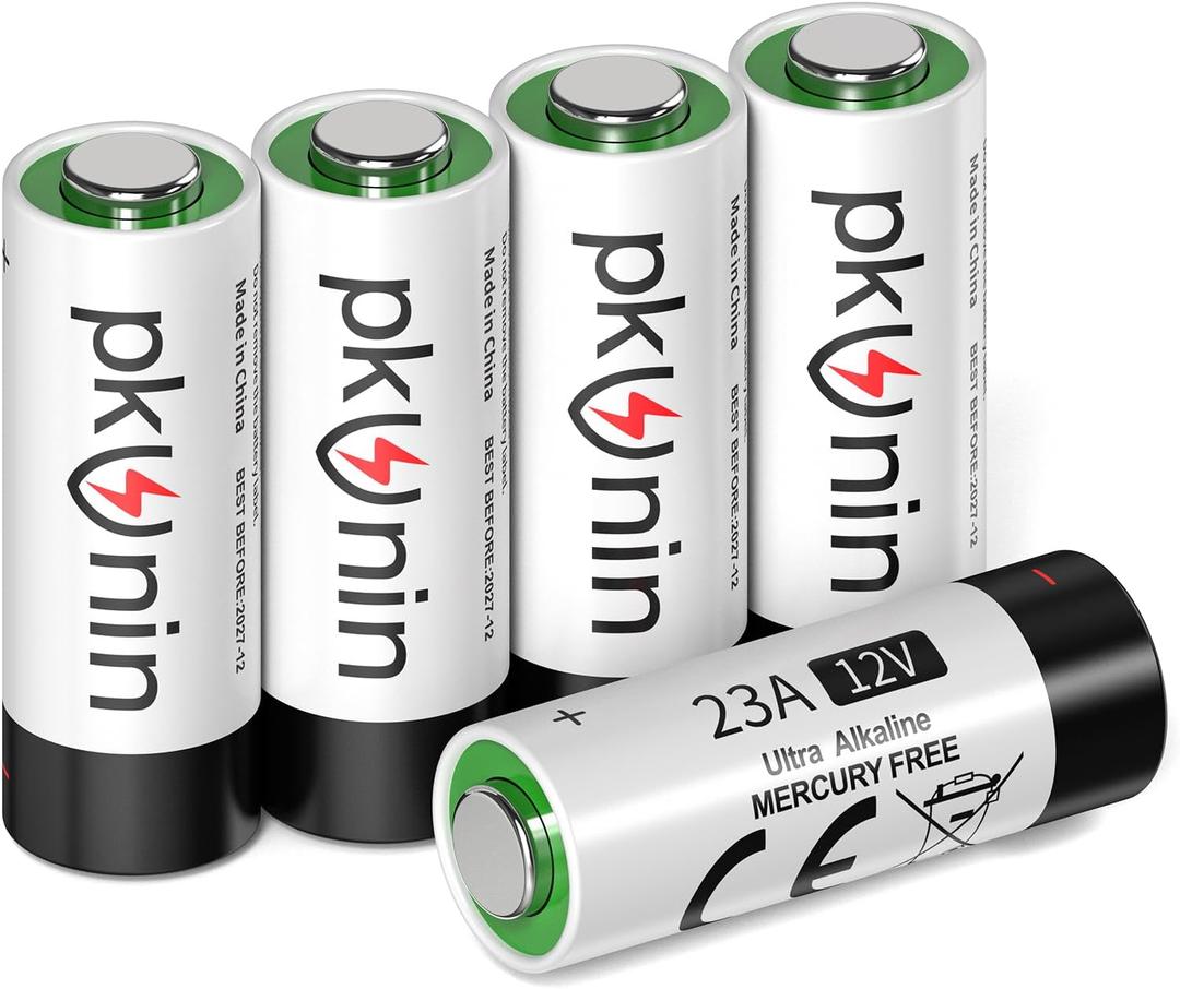 PKUNIN 23A 12 Volt Battery Alkaline A23 Battery for Ceiling Fan Remotes Garage Door Openers Batteries 5 Packs