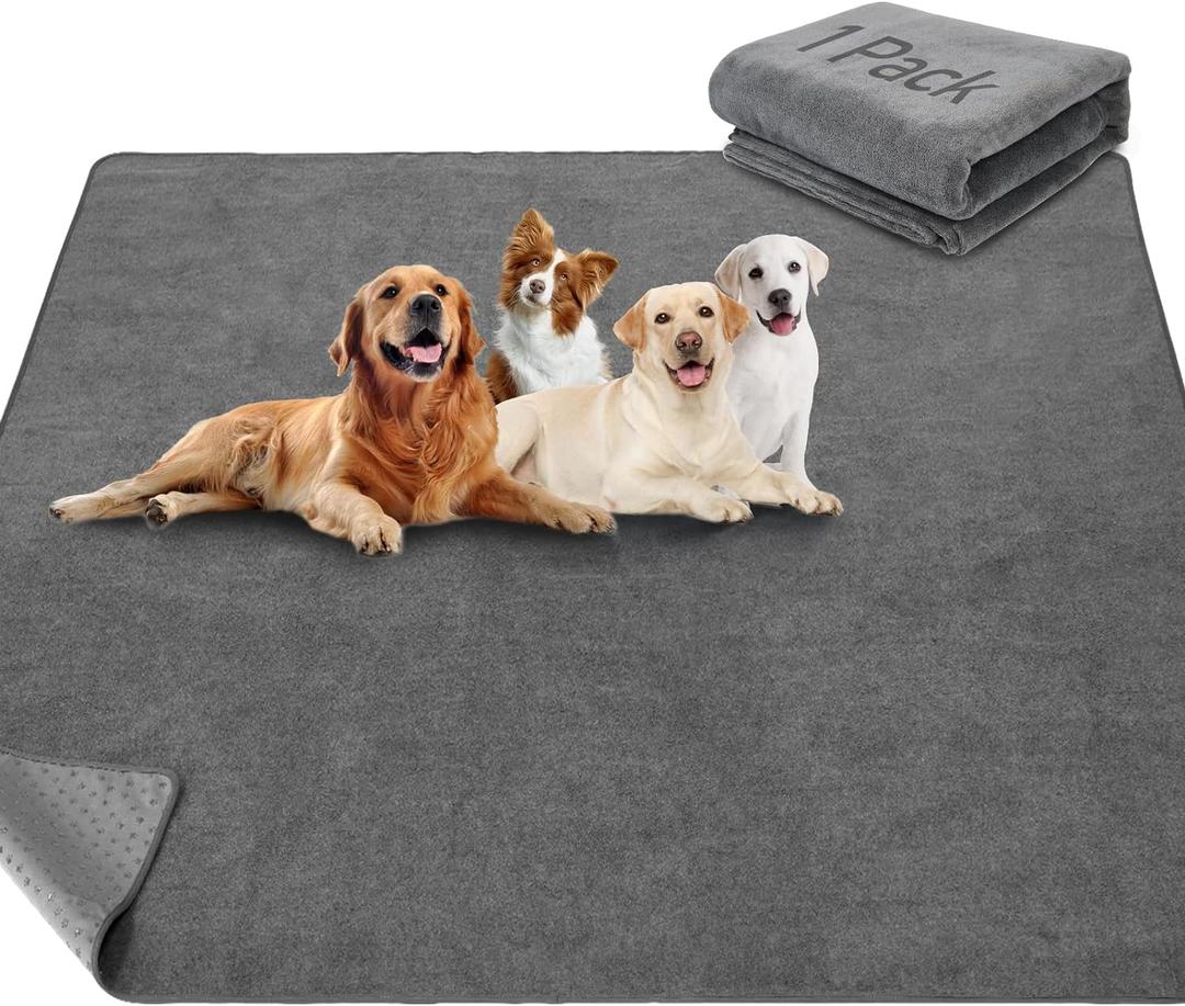 LOOBANI Non-Slip Washable Pee Pad for Dogs, 1 Pack Extra Large Reusable Dog Mat for Floor, Fast Absorbent Pet Whelping Pads, Puppy Playpen Mat for Incontinence, Housebreaking, Crate, 82x82in, Gray