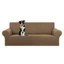 KEKUOU Stretch Oversized Sofa Slipcover 1 Piece Couch Sofa Cover (94"-110") Furniture Protector 4 Seater Sofa with Elastic Bottom for Kids,Pet.Jacquard Checked Pattern Fabric(X Large,Camel)