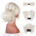 Messy Bun Hair Piece Side Comb Clip in Hair Bun Hairpiece for Women Short Natural Straight Versatile Adjustable Styles Easy Hair pieces (White Blonde-S)