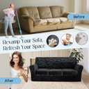 4 Pieces Velvet Embossing Sofa Cover 3 Cushion Couch Covers for Sofa Durable Soft Plush Sofa Slipcovers 3 Seater Washable Dog Cover for Couch (Black, Sofa)