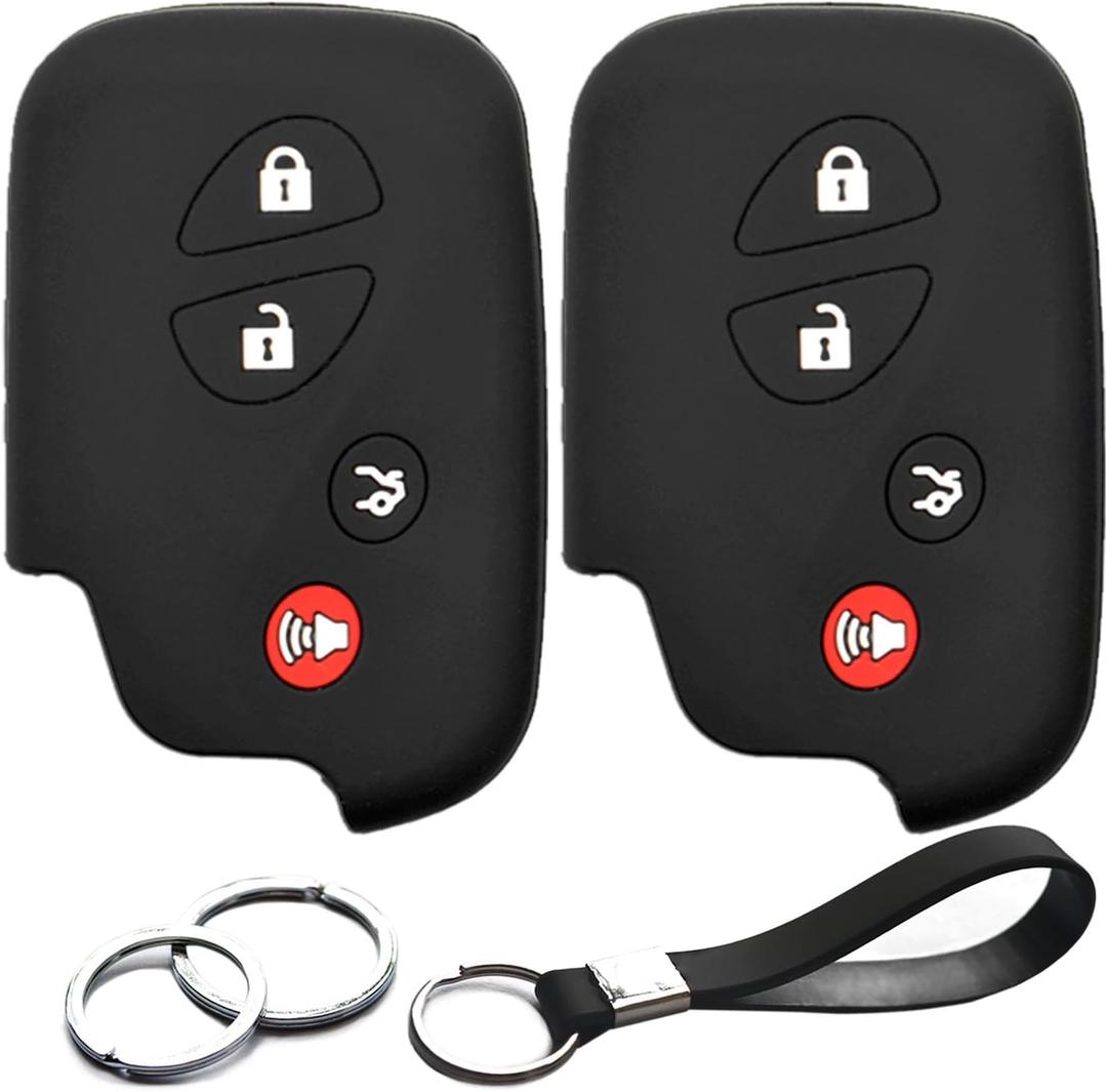 2 Pcs Compatible with Lexus GX460 GS350 GS450h ES350 IS250 IS350 CT200h LS460 LS600h LX570 RX350 RX450h Smart 4 Buttons Key Fob Cover Case Key Chain Protector Keyless Remote Holder