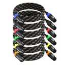 Braided XLR Cables 6ft 6 Pack, XLR Microphone Cable, 3-pin Professional Male to Female Balanced Mic Cable, X LR Speaker Cable for Microphone Mixer Multicolor