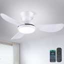 Ceiling Fans with Lights: 30 Inch Low Profile Ceiling Fans with Lights and Remote & APP Control Quiet Reversible 3 Colors Dimmable 6 Speeds Flush Mount Small White Ceiling Fan for Bedroom Bathroom
