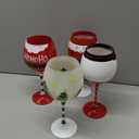 LemonRoad 4 Pcs 16.8 oz Christmas Wine Glasses Christmas Santa Drinking Glasses Festive Santa Belt and Snowman Drinking Goblets Cups with Stem Winter Glassware Wineglass Gift for Xmas Eve Party Favors