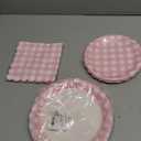 80 Pcs Pink Plaid Party Supplies Scalloped Paper Plates and Napkins Pink and White Plaid Disposable Tableware Checkered Party Decorations for Girls Women Birthday Picnic BBQ Baby Shower Serves , there are no forks