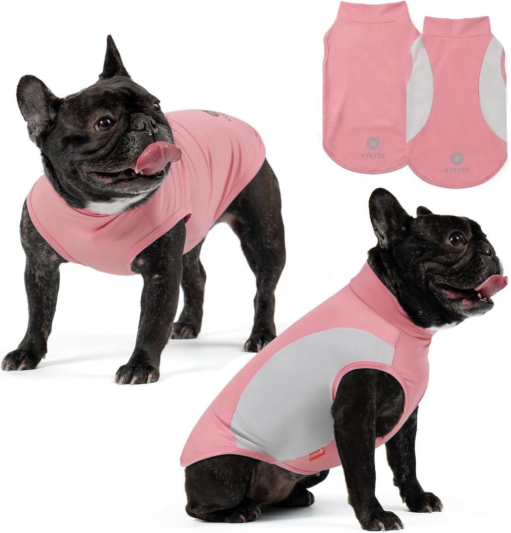 KYEESE 2Pack Dog Cooling Shirt, Breathable Dog Shirt for Dogs Girl, Sun Protection Reflective Pet Vest, Lightweight Soft Tank Top Sleeveless Summer Dogs Clothes, Pink, L