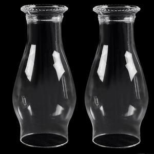 Oil Lamp Chimney Replacement,3 Inch x 8 Inch Kerosene Lamp Globe,Clear Glass Oil Lamps Globe, Crimped Top Hurricane Lamp Shade Cover,Glass Chimney for Oil Lamps(2 Pack)