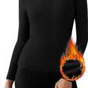 Bonneuitbebe Women Long Sleeve Thermal Shirt Fleece Lined Undershirt Ultra Soft Base Layer Tops for Women Cold Weather (Large, Black)
