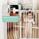 Mom's Choice-GROWNSY Baby Gate for Stairs, 29.5"-48.4" Pressure Mounted Baby Gate for Top of Stair&Doorway with V-Shaped Rods, Anti-Trip Pedal, Extra Wide Stairs Dog Gate Easy Install w/Red Reminder