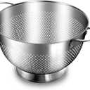 Stainless Steel Colander for Kitchen | 5 Quart Durable Rice and Pasta Strainer with Handle | Oversized Handles | Nesting Design | Rust-Resistant & Dishwasher Safe