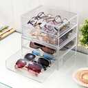 STORi Chloe Space-Saving Clear Drawer Organizer (4 Wide Drawers) Sort Office, Kitchen, Beauty Supplies, Makeup, Pens, Jewelry, Stationary, Made in USA