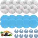 2 x 10 Set Cat Water Fountain Filters for 2L/67oz Round Stainless Steel Pet Water Fountain, ZEKIRY Pet Water Fountain Filters, Triple Filtration Replacement Filters(10 Filter, 10 Sponge, 10 8D Sponge)
