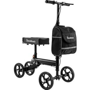 Knee Scooter Steerable Knee Walker Deluxe Medical Scooter for Foot Injuries Adult Compact Crutches Black