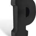 7.87" Metal Letters for Wall Decor, Black Standing 3D Letters, Decorative Farmhouse Hanging Alphabet Signs for Home Bedroom Office Wedding Party (P)