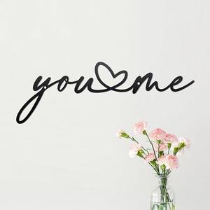You and Me Sign Metal Wall Decor Love Heart Shaped Decor You and Me Metal Wall Decor Hanging for Living Room Bedroom House Decoration for Housewarming Wedding Anniversary Valentine Gift