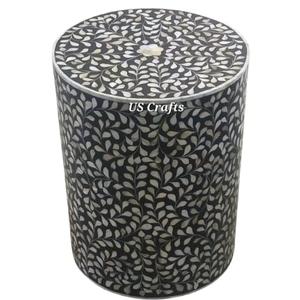 Furniture,Mother of pearl inlay End table,Mother of Pearl Coffee table,Mother of Pearl Inlay side Table,Mother of pearl inlay stool. (Black)