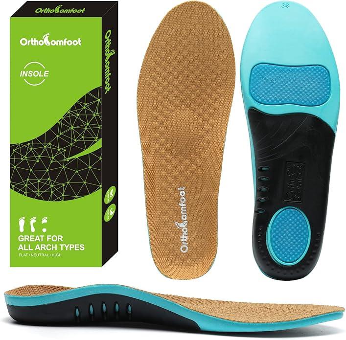 OrthoComfoot Plantar Fasciitis Shoe Insoles, Arch Support Insoles for Women & Men, 220+ lbs Heavy Duty, Athletic Gel Shoe Inserts, Pain Relief & Comfort, High Arch Support, Size Options Amazon's Choice 45