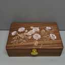 Travel Jewelry Case Small Wood Jewelry Organizer Jewelry Box for Women (Nut-Brown Print A)