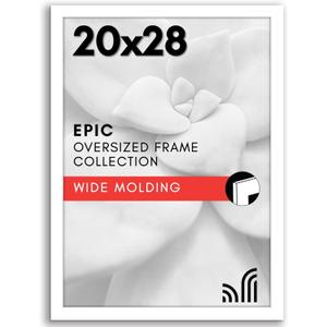 Americanflat 20x28 Picture Frame with Polished Plexiglass - White Picture Frame - Wide Photo Frames Made of Engineered Wood for Vertical or Horizontal Wall Display - Epic Collection - White