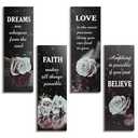 DONFENTHY 4 Pcs Black And White Bathroom Decor Grey White Rose Wooden Wall Decor Inspirational Farmhouse Signs Black White Decor For Women Office Bedroom Home Living Room Gift(White 12x4Inch)