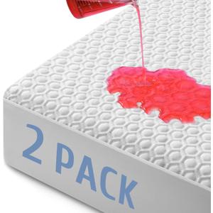 2 Pack Full Size 100% Waterproof Mattress Protector, Premium Viscose Made from Bamboo 3D Air Fabric Mattress Pad Cover Ultra Soft Breathable, Noiseless Washable, 8"-21" Deep Pocket 