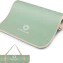 1/2-Inch Extra Thick NBR Yoga Mat with Enhanced Stability - Textured Design, Lightweight Mat with Carrying Strap & Case for Yoga, Pilates, Gym & Home Use (Multiple Colors) (Sage Green/Beige)