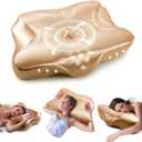 Pain Relief Cooling Pillow for Neck Support Adjustable Cervical Pillow Side Sleeping Memory Foam with Super Soft and Cooling Satin Pillowcase Gold