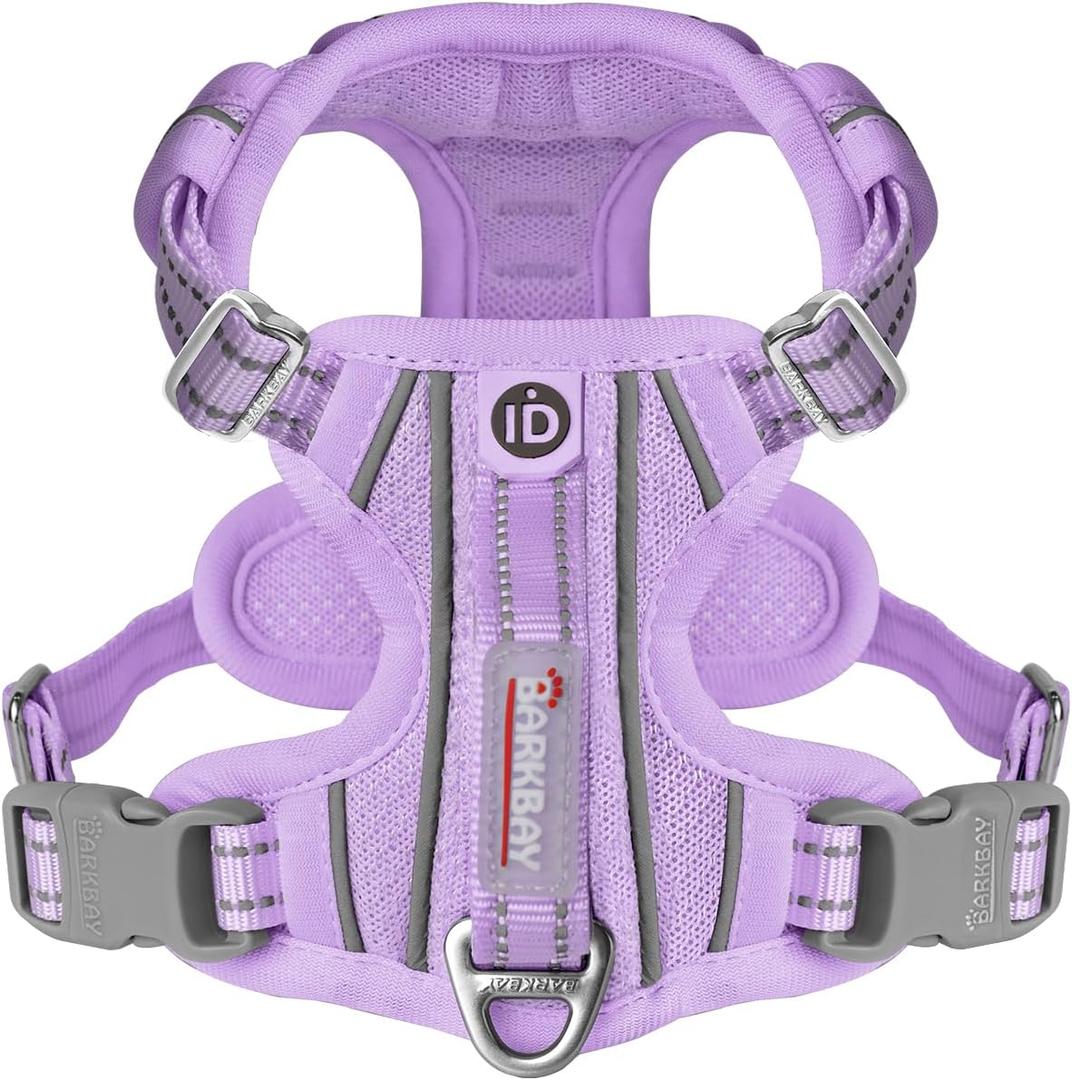 BARKBAY Dog Harness No Pull with ID Tag Pocket - Heavy Duty, Reflective, Easy Control for Large Dogs(Violet Purple,S) (Chest:19.5-26))