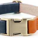 Plutus Pet Genuine Leather & Hemp Dog Collar Adjustable Heavy Duty Pet Collar with Quick Release Metal Buckle, Soft & Stylish for Puppy and Small, Medium, Large Dogs (Blue, L)