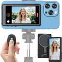 Lucksky Vlog Selfie Monitor Screen iPhone, 4K 60fps Recording, Wireless Screen Mirroring with Remote Control, Magnetic Fixation, 180° Rotation, 3 Levels of Brightness, Compatible with iPhone & Android