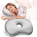 Ear Piercing Pillow with Hole for Side Sleepers for CNH and Ear Pain Inflammation Pressure Sores, Cotton and Polyester Adjustable Filling and Washable Ear Guard Pillow (Light Gray Silk)