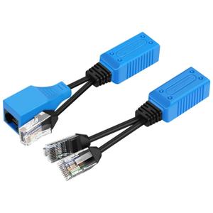 TNP RJ45 Ethernet Cable Combiner/Splitter Kit (1 Pair), 2 Male to 1 Female & 1 Male to 1 Female POE Data Adapter LAN Ethernet Network Extender Y Splitter Cat5e Cat6 Cable for Surveillance (MMF + MFF)