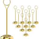 12 Pcs Gold Table Number Holders, 6 Inch Tall Place Card Holders for Table, Sturdy Photo Picture Holders with Anti-Tip Base for Wedding Reception, Party, and Event Centerpiece