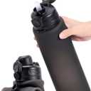 TakeToday Collapsible Water Bottles 32oz, Foldable Travel Bottle, TSA-Approved Leakproof Newly Silicone Water Bottle for Hiking, Travel, Outdoors, Black