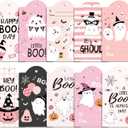 60Pcs Halloween Thank You Tags, Pink Black Ghost Pumpkin Pattern Thank You Favor Tags, Kraft Paper Gift Tags with 10 Cute Designs (6pcs/Design) for Gifts, Baby Shower,DIY Crafts,Jar Tags,Message Cards