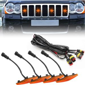 4 PCS Grill Led Lights, Amber Raptoor Grille Lights Plug Play Car Accessories for Toyota 4Runner 2014-2024 TRD Pro Grille and 2014-2019 SR5, Premium, Limited, TRD Off-Road (Amber)