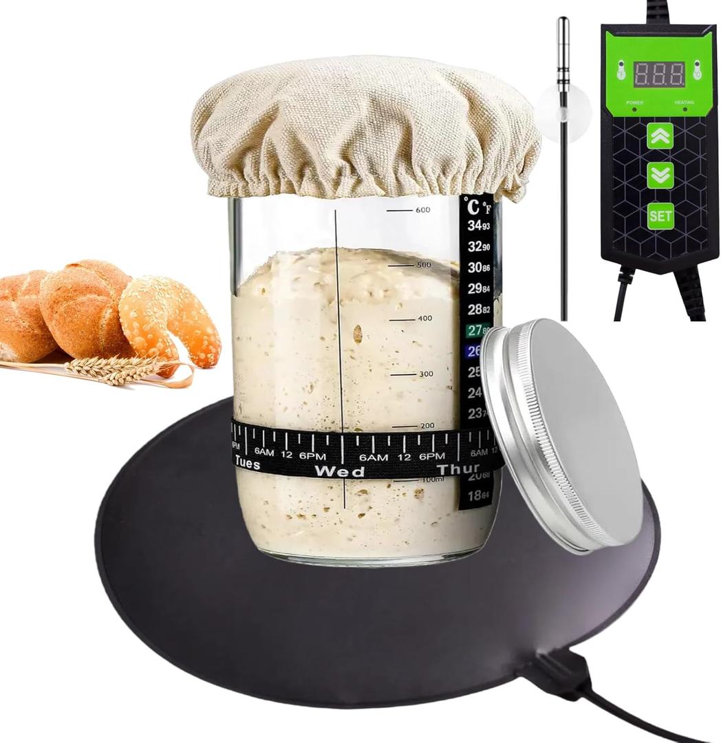 Sourdough Starter Warmer with Digital Heating thermostat, Multi Functional pad for Brewing & Fermentation, sourdough heating mat Ideal for Kitchen and Home Baking (Black)