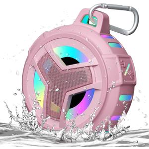 EBODA Bluetooth Shower Speaker, IP67 Waterproof Portable Wireless Small Speakers, Floating, 24H Playtime for Home, Beach, Pool, Kayak, Hiking, Boat Accessories, Gifts for Women, Girls - Pink