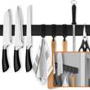 Fridge Applicable 17 Inch Double Sided Magnetic Knife Holder - Stainless Steel Knife Strip With Powerful Magnetic Pull Force - Use as Kitchen Knife Holder, Knife Rack & Tool Holder - Matte Black (17 inch Black)