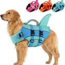 PETDSH Dog Life Jacket with Reflective Stripes, Shark Dog Life Vest for Swimming Boating with Superior Buoyancy and Rescue Handle for Small, Medium, Large Dogs (Blue, X-Large)