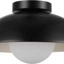 Globe Electric 66000076 1-Light Flush Mount Ceiling Light, Matte Black and White Opal Glass Dual Shade, Modern Lighting for Kitchen Island or Dining Room, Wall and Dimmer Switch Compatible