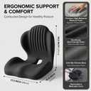 Ergonomic Seat Memory Foam Support Cushion for Back, Car Seat Back Support Cushion for Sciatica Tailbone Pain, Office Desk Chair Car Travel Seat Cushion (Black)