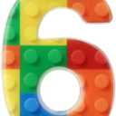 Rossesay Building Block Number 0-9 Birthday Cake Candle Numeral Birthday Sparkler Candles for Building Block Cake Topper for Party Decorations Supplies(Number 6)