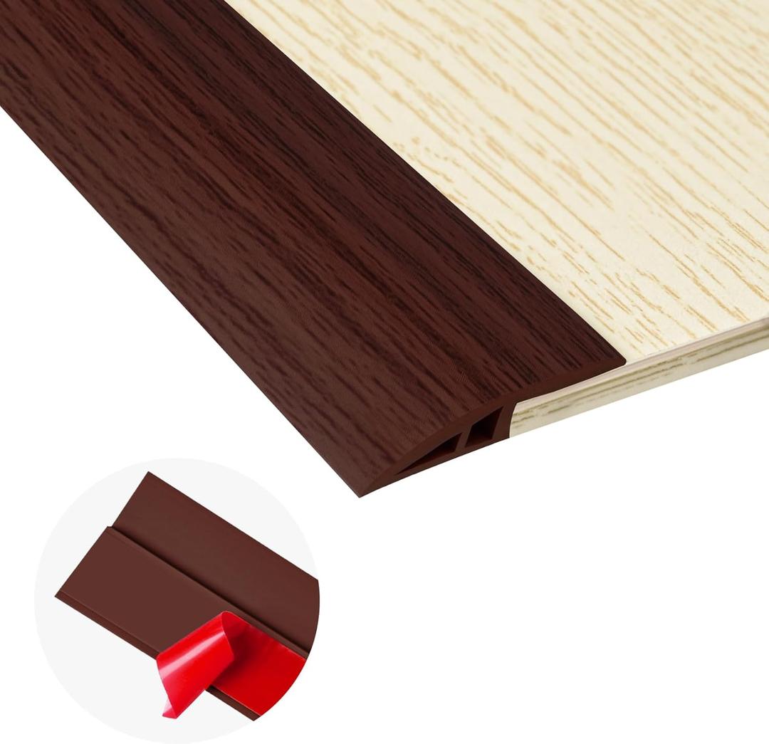 Carpet Floor Transition Strip, Self Adhesive Floor Edging Trim Strip, PVC Threshold Cover for Doorway, Floor Divider Strip Suitable for Threshold from 2/5" to 3/5" - Red Wine 3.3Ft