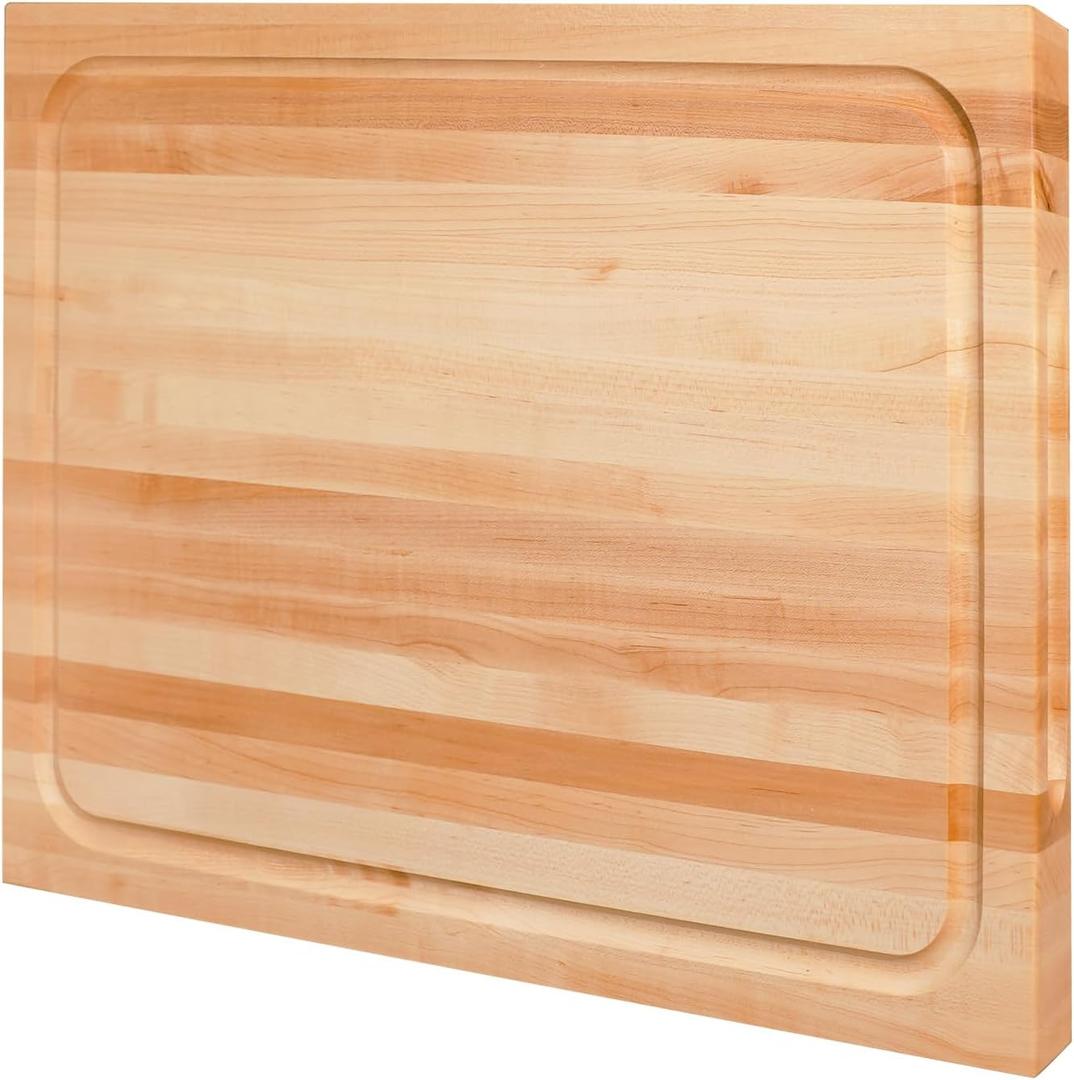 CONSDAN Hard Maple Wood Cutting Board for Kitchen, USA Grown Hardwood, 16 x 12, with Invisible Inner Handle, Prefinished with Food-Grade Oil, Suitable for Kitchen Edge Grain, 1-1/2" Thick